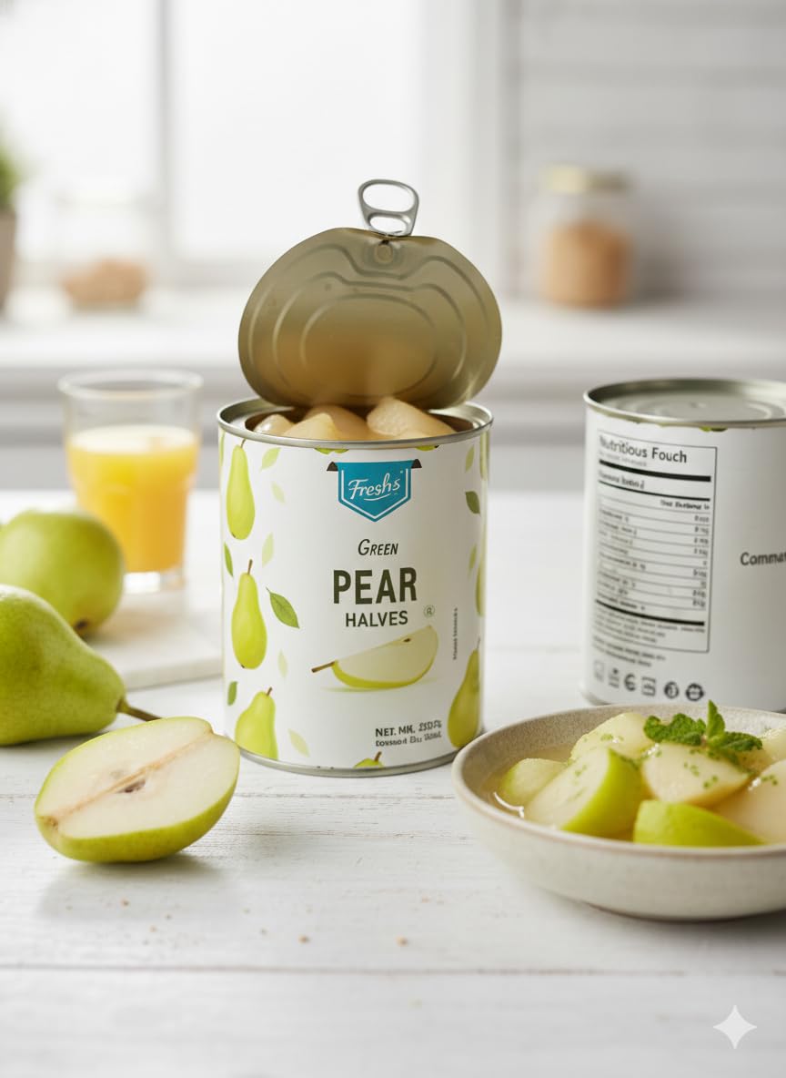 Freshos Green Pear Halves in Syrup β 820g Canned Fruit, Juicy & Fresh Taste 3