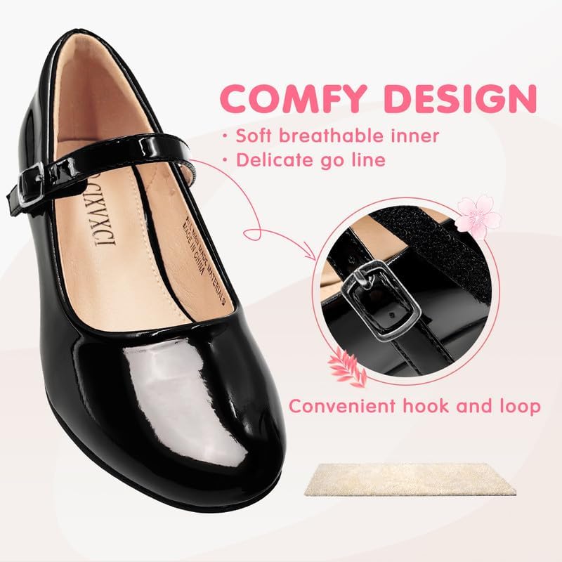 Girls Dress Shoes Flower Girls Princess Shoes Low Heels Mary Jane for Party Wedding Communion (Little/Big Kid)4