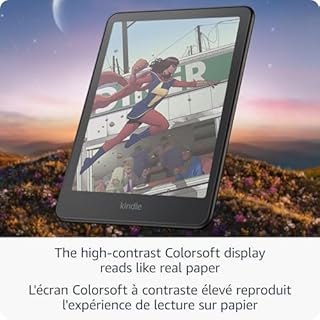 Kindle Colorsoft édition Signature d'Amazon (32 Go), avec un écran couleur, un éclairage avant à réglage automatique, la recharge sans fil et une batterie à longue autonomie, noir métallique