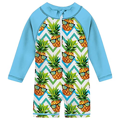 TUPOMAS Kids Boys Pineapple Swimsuit Lightweight Beach Swimwear Long Sleeve Quick Dry Summer Rash Guard Outfits 12-18 Months