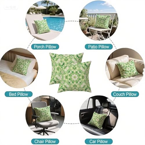 Housse coussin 75x75 cm lot de 2 vert géométrique en velours imperméable