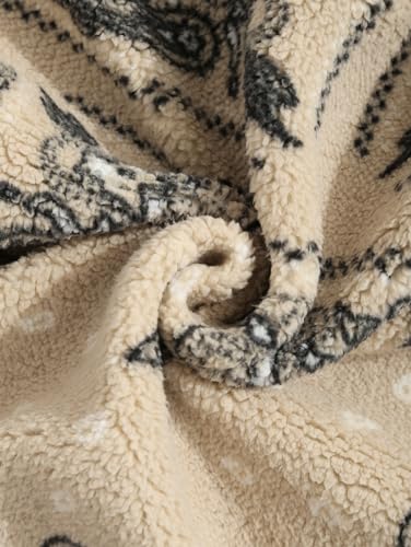 Image of ZAFUL Men 1 /4 Zipper Ethnic Aztec Fleece Unisex Winter Sweatshirt Tops 2026 | Funnel Neck Fluffy Polar Fleece Faux Sherpa Soft Thermal Pullover Kangaroo Pocket Jacket Hoodie Tops