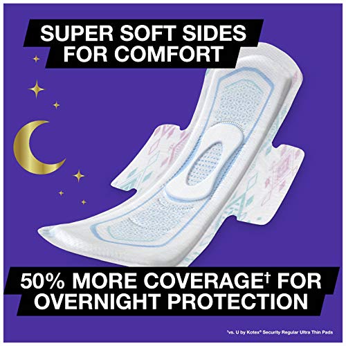 Image of U by Kotex AllNighter Ultra Thin Overnight Pads with Wings, Unscented, 28 Count