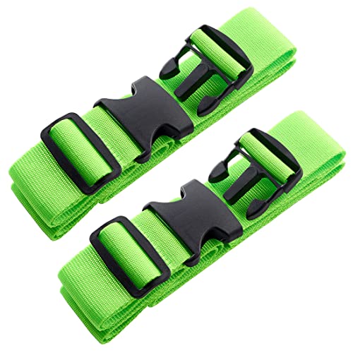 Image of 2pcs 74″x2″Luggage Straps for Suitcases,Adjustable Suitcase Straps and Heavy Duty Strap Buckle Packing Straps Travel Accessories,Fluorescent Green