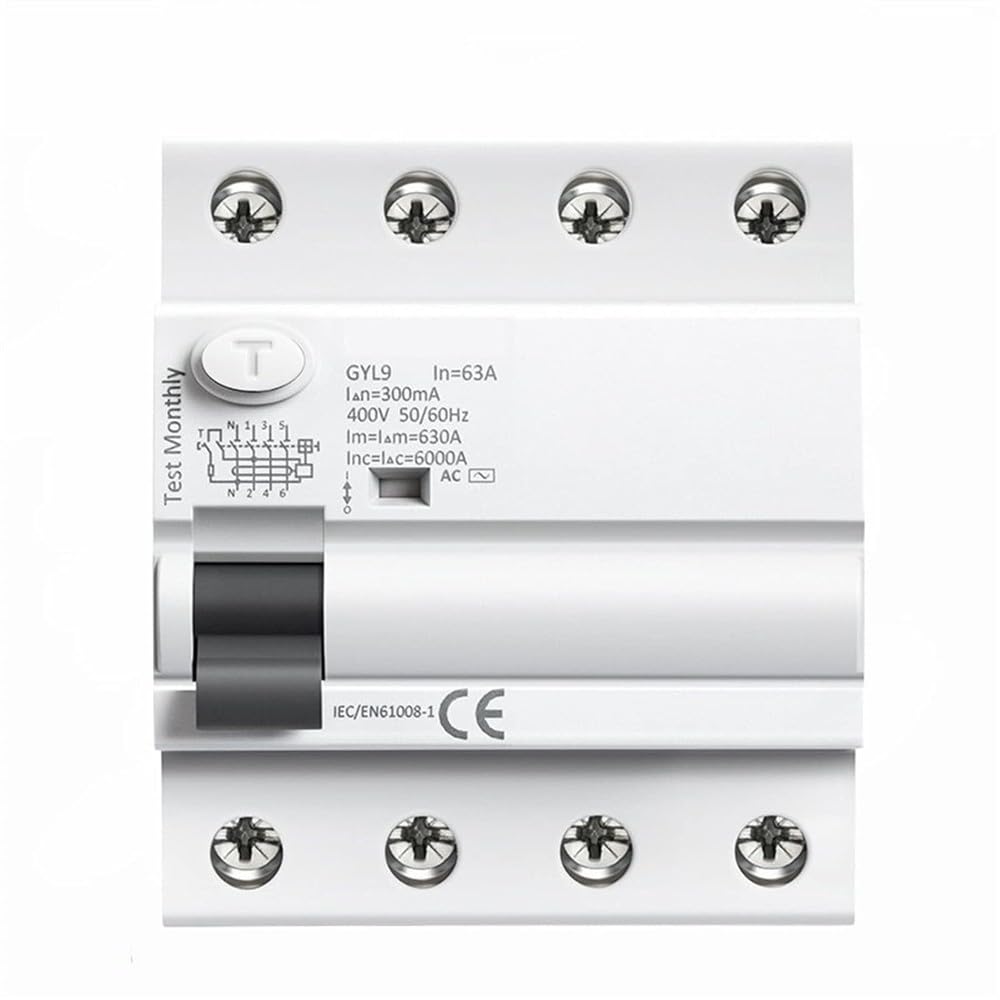Interruttore Automatico GYL9 Interruttore Automatico Corrente Residua CA Interruttore Differenziale Elettromagnetico Interruttore Di Sicurezza Proteggi le apparecchiature elettriche(4P 25A,30MA)