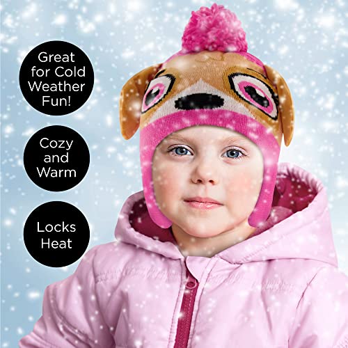Image of Nickelodeon Girls Winter Hat and Mittens Set, Paw Patrol's Marshall, Chase and Skye Toddler Beanie for Ages 2-4
