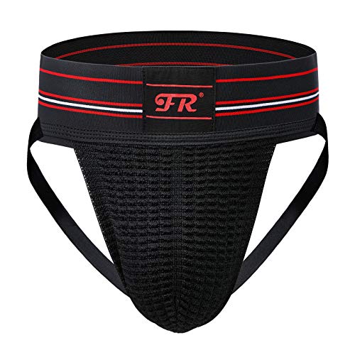 QiaTi Men's Athletic Supporter Performance Jockstrap Elastic Waistband Underwear Black