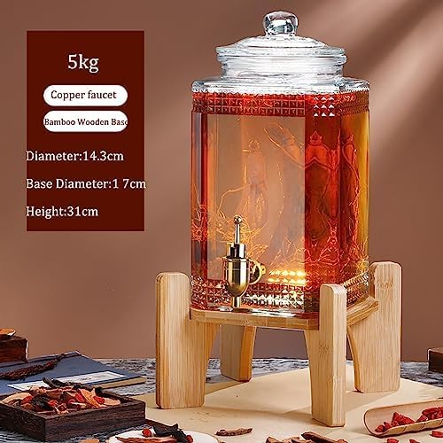 Glas-wasserspender Mit Zapfhahn Und Deckel – 3 L, 5 L, 7,5 L Getränkespender Für Kaltgetränke, Limonade, Bier, Saft – Ideal Für Büro, Camping, Partys, Zuhause D 5kg