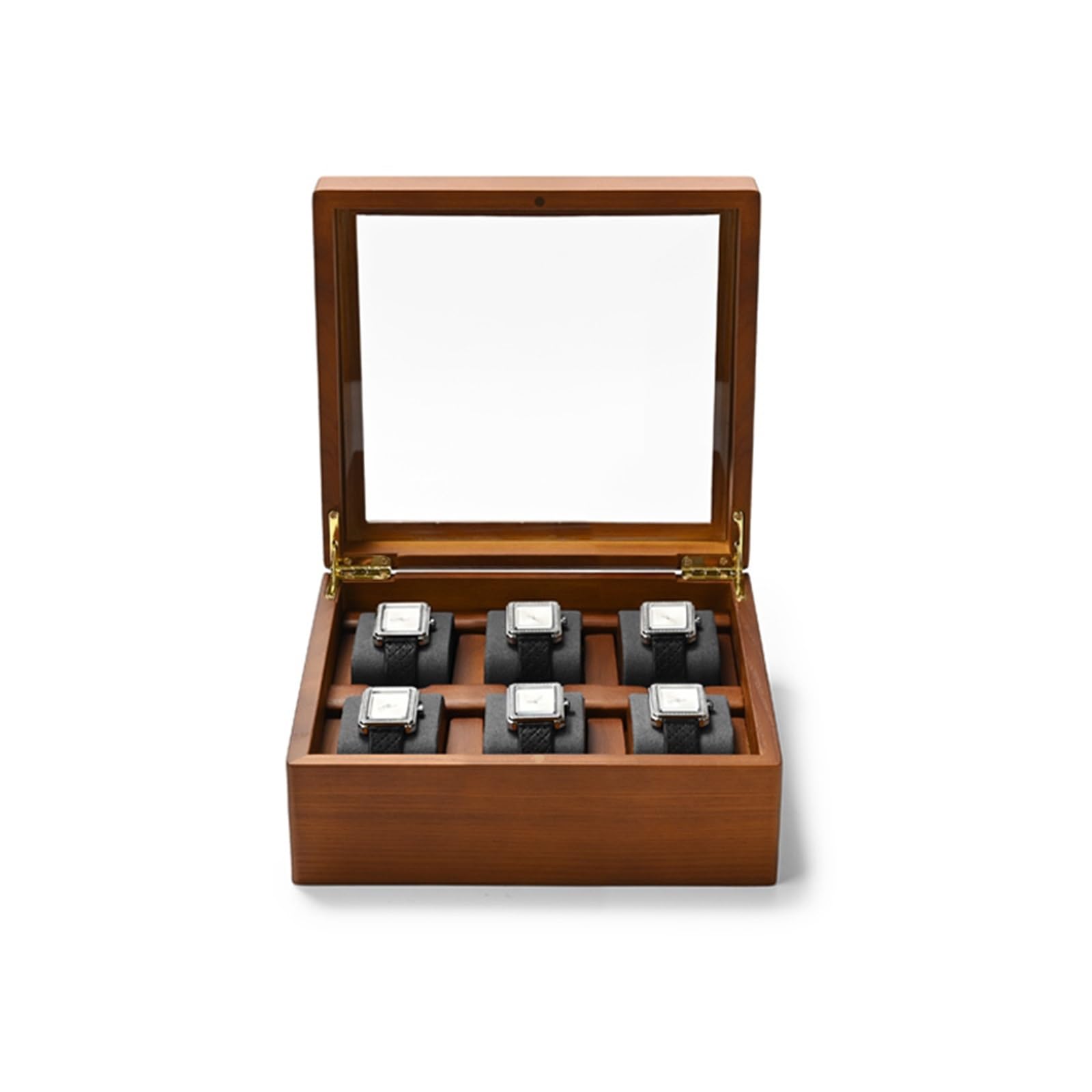 Generisch 10 ranuras de madera maciza para reloj de pulsera con tapa acrílica, caja de visualización de reloj y organizador de almacenamiento (color 3)
