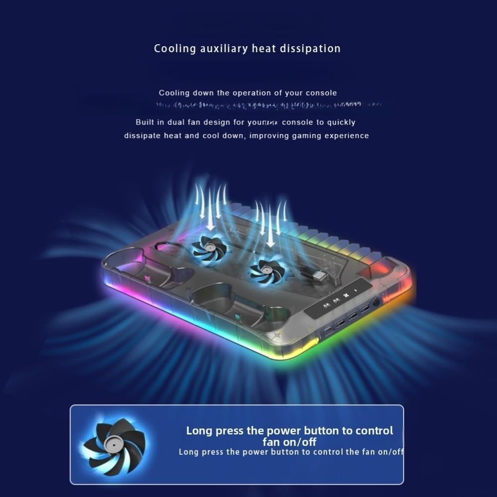 per PS5 Pro Slim Base di raffreddamento con luce RGB per PS5 Pro Slim | Efficiente dissipazione del calore, previene il surriscaldamento, prolunga la vita della console, funzionamento silenzioso