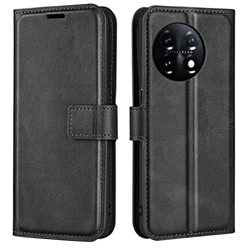 Kezaizhe Flip Case for OnePlus 11 Wallet PU Leather Magnetic Protective Cellphone Case for One Plus 11 Folio Book Cover with Stand (Black)