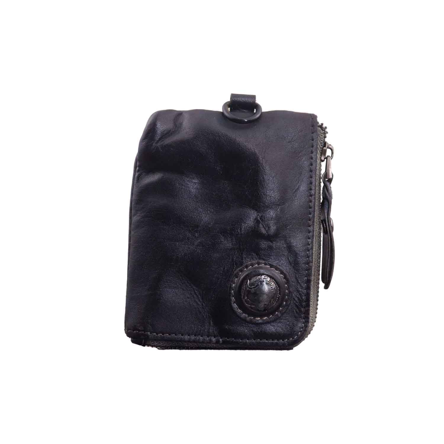 JSBWSFA Medieval Pouch, Mini Genuine Leather Coin Pouch Genuine Cowhide Handcrafted Keychain Coin Organizer Zipper Coin Pouch with Card Slot Credit