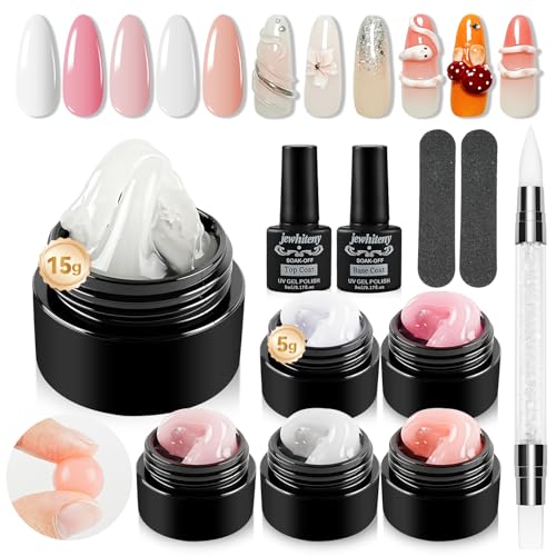 JEWHITENY Solid Builder Gel for Nails:6 Colors Non-Sticky 3D Sculpting Gel for Nail Art Design Home Salon Manicure DIY 6 3d gel set