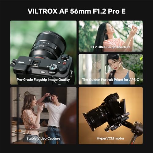 Image of VILTROX 56mm F1.2 Pro E Mount Lens, 56mm f /1.2 Autofocus Large Aperture APS-C Prime Lens Compatible with Sony E-Mount Mirrorless A7SIII A7III A7RIII A7IV A7RIV A9 A1 FX3 A7RV ZVE1 A7CR A7CII A93