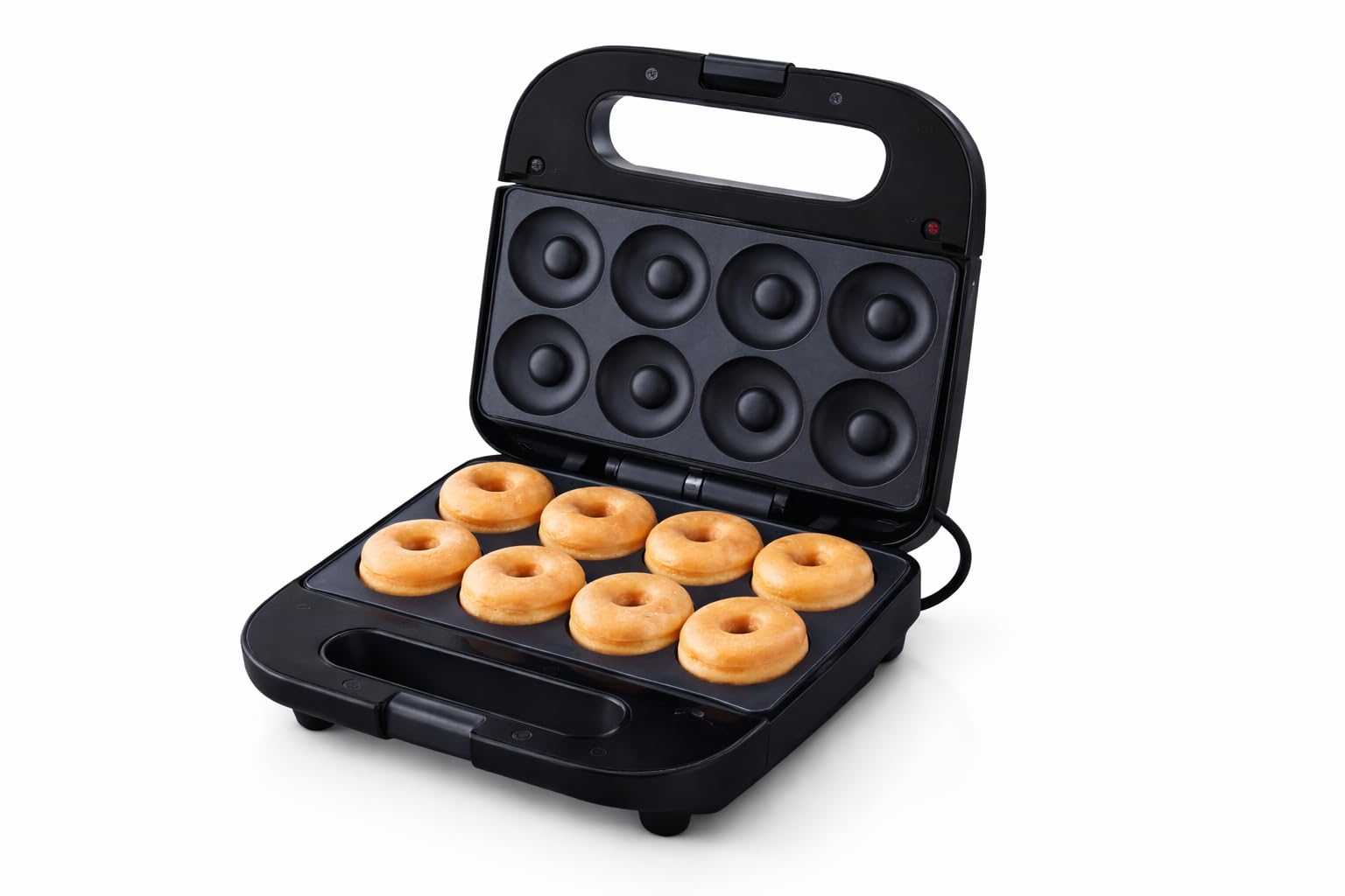 Kitwe Donut Maker Machine 8 Cavity | Non-Stick Donut Maker for Home | 750W Fast Heating | Automatic Temperature Control | Mini Donut Maker for Kids & Family | Black.
