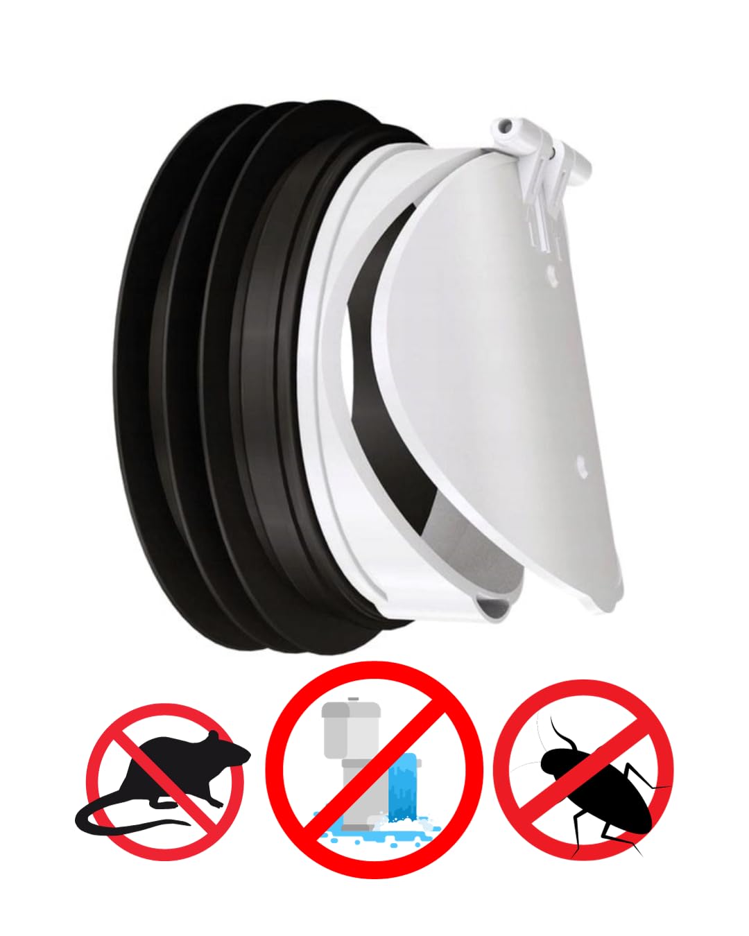 WC Clapet anti-retour pour tuyau de vidange avec barrière anti-rongeurs DN 110mm adapté pour installation verticale et horizontale