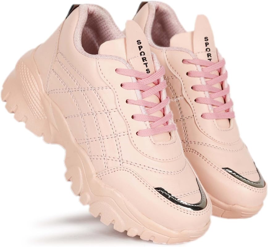 K- FOOTLANCE Casual Sneakers Colorful Block Shoes/Sneakers for Girls & Womens/Trending Stylish Sneakers for Girls/Comfortable and Built to Shoes for Kids Pink (B0D29BM6ZP) Amazon Price History, Amazon Price Tracker