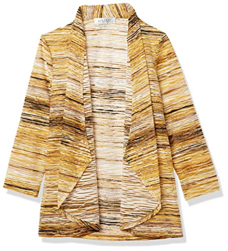 Kasper Women's Sunset Waves Printed Knit Jacquard HI-LO Shrug, Butterscotch MULTI-4HE, L