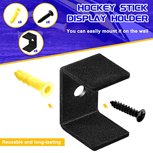 6 Stück Hockeyschläger-Display-Halter, schwarzer Hockeyschläger, Display-Aufhänger, Eishockeyschläger, Wandhalterung, Hockeyschläger, Halterung für Zuhause, Organizer, Geschenke (einfacher Stil)