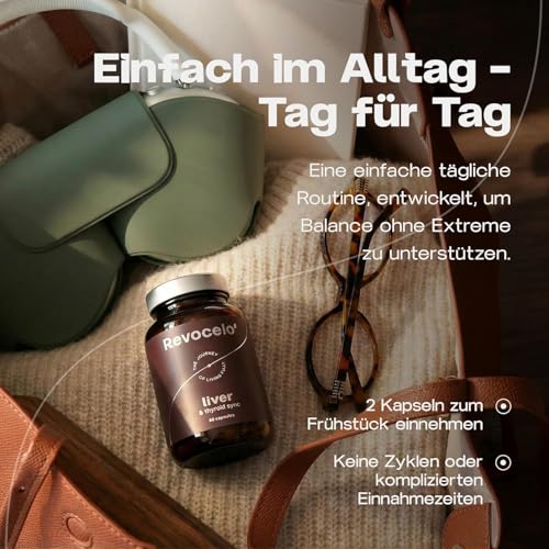 Revocelo Leber-Komplex mit TUDCA - Schilddrüsen-Umwandler - 9-fach-Formel + liposomales Glutathion, Cholin und Selen - vegan und produziert in Europa - 60 Kapseln