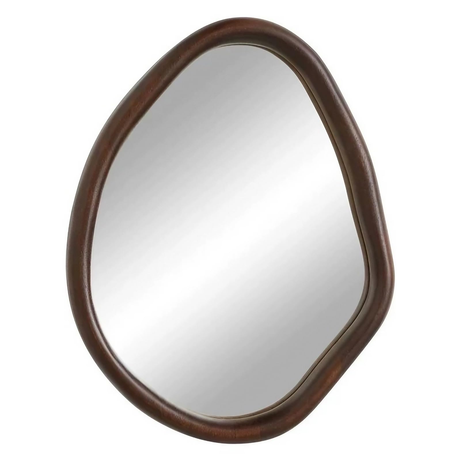 FGXHHS Asymmetrical Decorative Wall Mirror, Vintage Wooden Frame Irregular Vanity Mirror for Bathroom Living Room Bedroom Entryway, Rustic Brown(50x80cm(20x32inch))