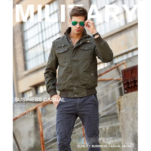 Heren Fleece Gevoerd Jack Winter Casual Vrachtjas Militaire Jas Katoen Bomberjack Jassen Warme Dikke Windjack met Meerdere Zakken - Image 7