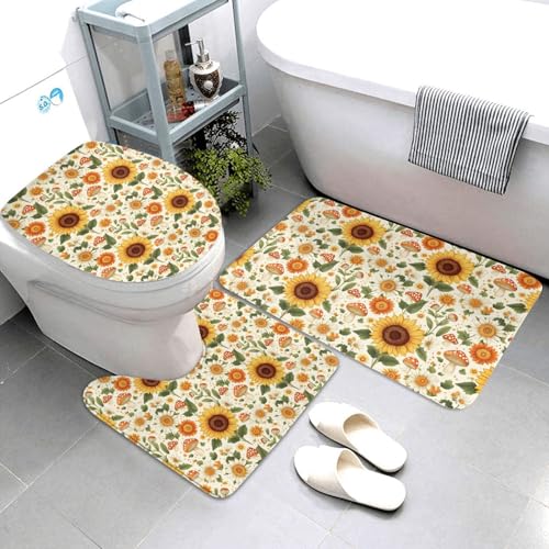 Tapis de bain absorbant et antidérapant imprimé tournesol pour WC - 2