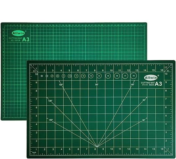 Allwin 17"x 11" Self Healing Cutting Mat and 45mm Rotary Cutter Set: Ergonomic Rotary Cutter with Safety Lock and 2 Replacement Rotary Cutter Blades for Sewing Quilting and Scrapbooking (17x 11)