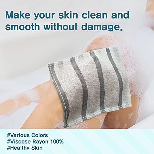 Cutie Mango Korean Exfoliating Bath Cloth Viscose Rayon Mitt Towel Glove [6-Pack] Asian Body Scrubbing Washcloth Pads For Deep Clean And Skin Massages (Gray) #TOP4