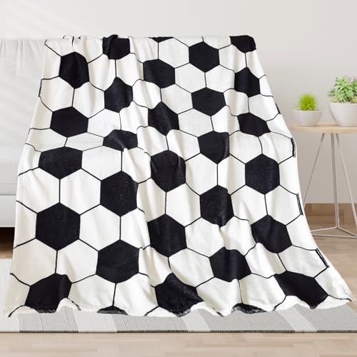 Image of AUIVTY Soccer Blanket Soccer Gifts for Boys Girls 8-12 Team Coach Gifts Sport Throw Blanket Birthday (50"x60")