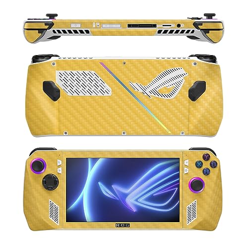 Image of MightySkins Carbon Fiber Skin Compatible with Asus ROG Ally - Solid Marigold | Protective, Durable Textured Carbon Fiber Finish | Easy to Apply