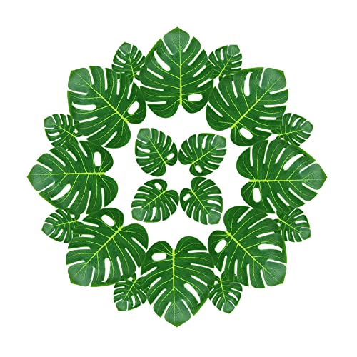 ACONDE 24 folhas de palma artificiais, folhas de monstera, folhas tropicais para escritório, cozinha, jardim, decoração de parede, casamento, festa