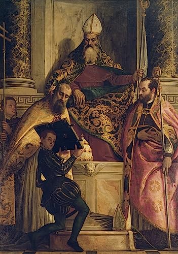 Affiche Toile Abbé avec St Cyprien par Paolo Veronese Art Portrait de Qualité