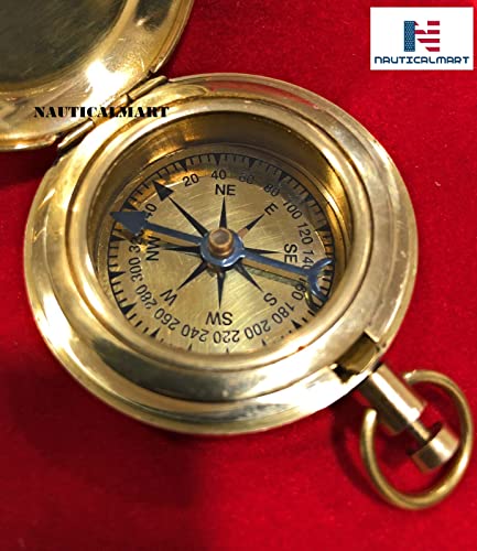 Handmade Nautical Brass Push Button Compass Pocket Compass Gift For For Loved Ones, Son, Father, Love, Partner, Spouse, Fiancé #TOP3
