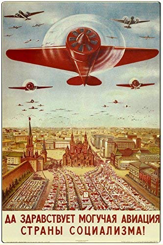 DOGT Metal tin Sign 8x12 inches Soviet Union Vintage Aviation Poster Metal Wall Plaque Tin Aluminum Tin Sign