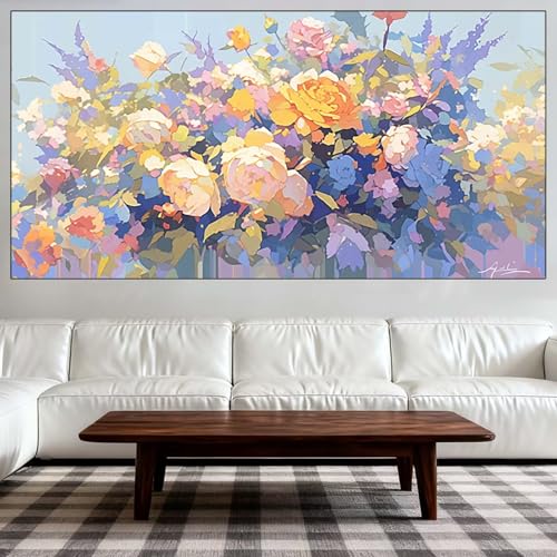 Diamond Painting Kit Completo, Diamond Painting Adultos Grande Tamaño 60x120cm, DIY Flor Pintura de Diamantes, Cuadros con Diamantes Punto de Cruz de Mosaico, Decoración de Hogar Salón (Macizo) QL-681