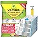 Price comparison product image Vacuum Storage Bags - Pack of 12 (3 Jumbo + 3 Large + 3 Medium + 3 Small) ReUsable with free Hand Pump for travel packing | Best Sealer Bags for Clothes, Duvets, Bedding, Pillows, Blankets, Curtains