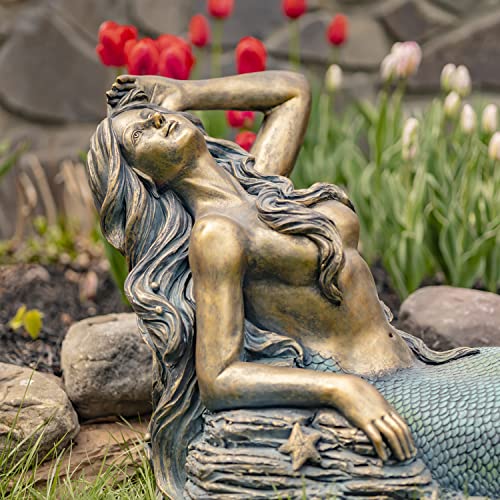 Estatua de sirena de cemento con base de magnesio para uso interior y exterior miniatura 2