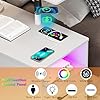 Gurexl 360 LED Nightstand with Wireless Charging Station for Bedroom, Movable Adjustable Bedside Table with Laptop Tray, Auto Sensor End Table with 24 Color Dimmable -White