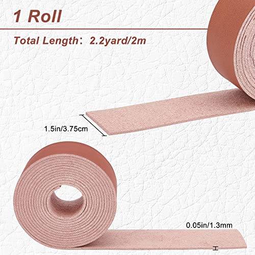 GORGECRAFT Full Grain Leather Straps 1.5 Inches Wide 78 Inches Long Single Sided PU Leather Strip for DIY Crafts Projects Clothing Jewelry Wrapping Making Bag Strap Handles(Brown - Image 2