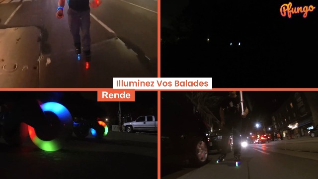 Rollers En Ligne PFUNGO 4 Roues LED - Enfants/Adultes - Bracelet LED Offert - Sécurité Nuit - Multicolore