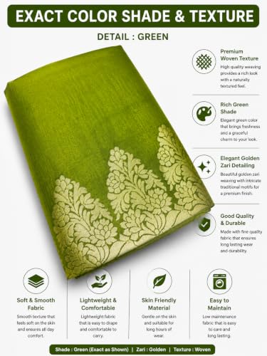 Image of Women's Glory Banarasi Satin Silk Saree with Rich Zari Woven Border & Pallu | Soft Glossy Party Fancy Traditional Saree for Wedding, Festive, Function | Blouse Piece Included