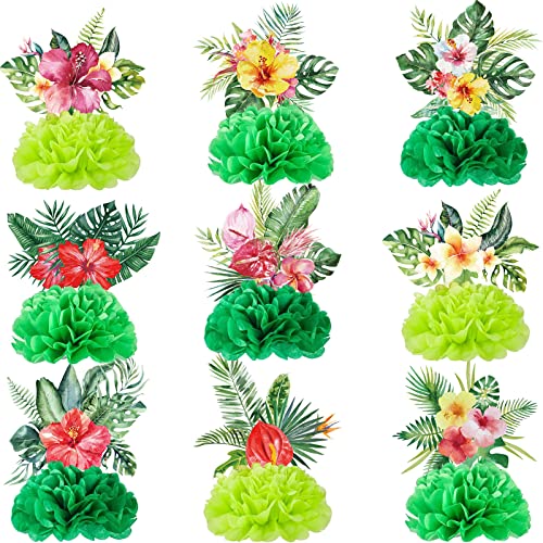 Hotop 9 Pcs Hawaii Luau Party Decorations Honeycomb Centerpieces for Table
