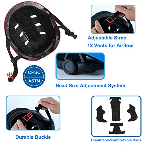 Bike Skateboard Helmet, Adjustable and Multi-Sport for Skate
