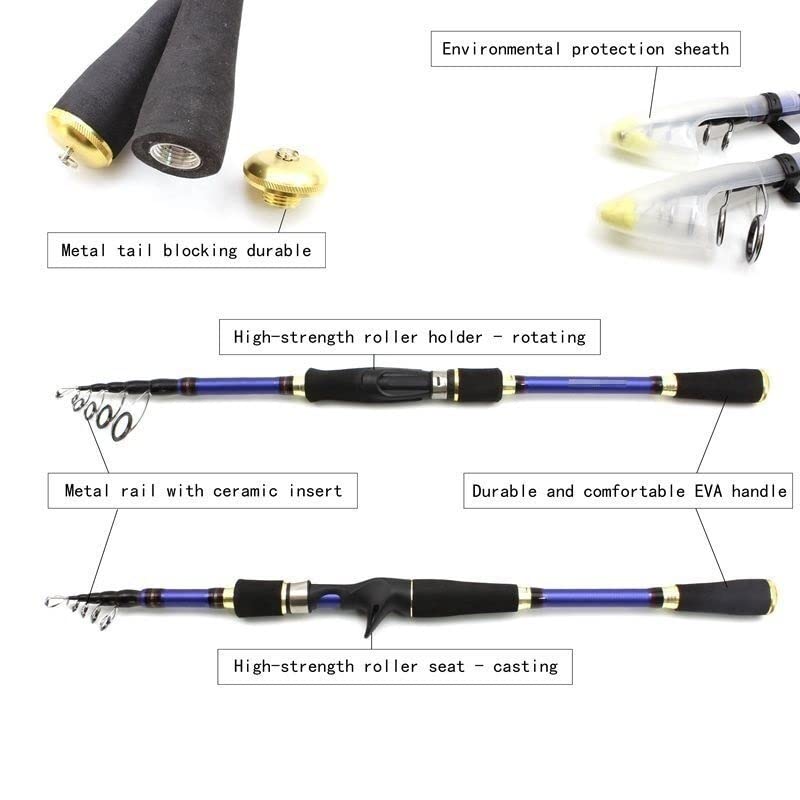 Teleskop-Angelruten-Combos High Carbon Spinning Casting Angelrute Teleskop Forelle Reise Pole Köder Gewicht Köder Angelruten Tragbare Angelruten Outdoor Angelruten