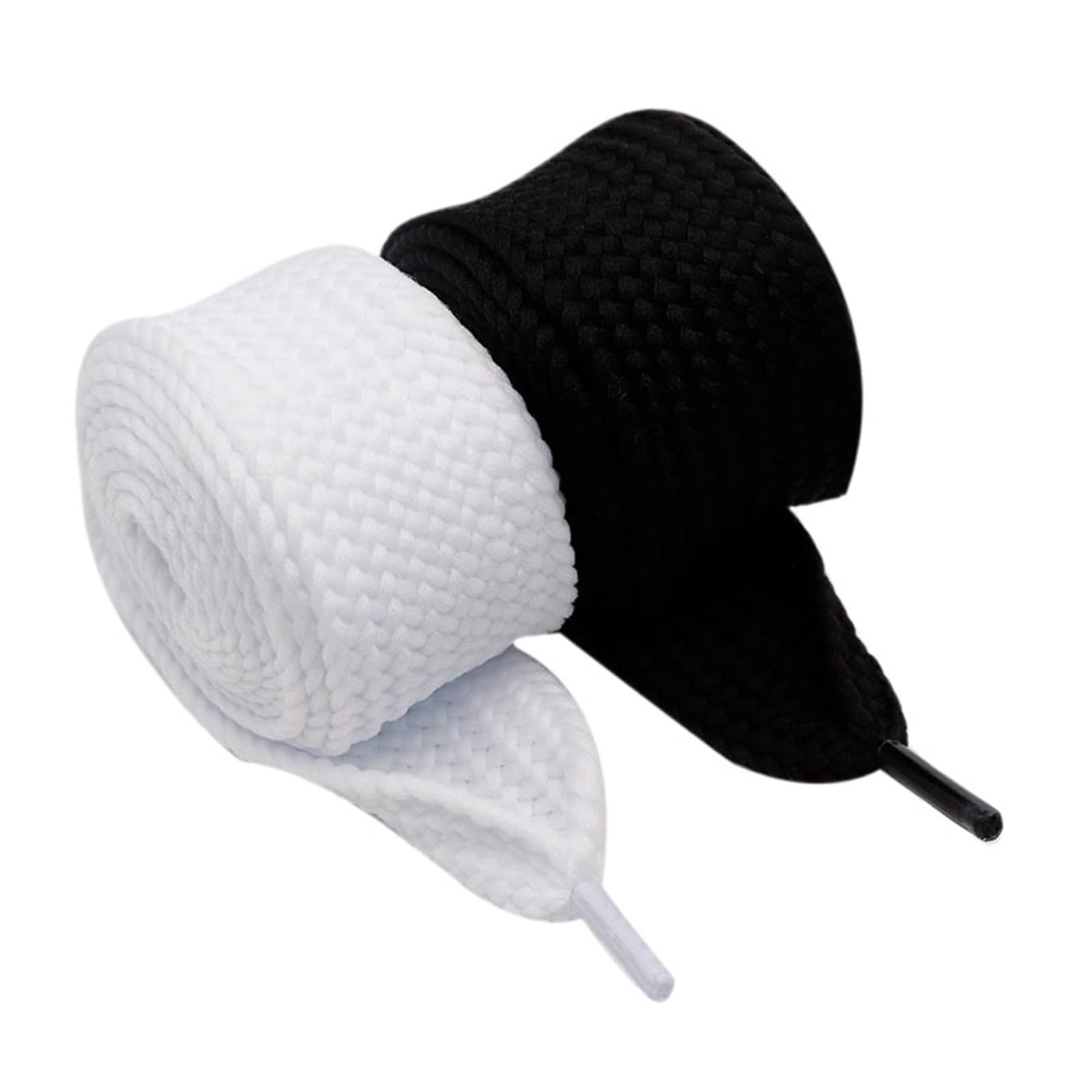 Schnürsenkel 1 Paar 4 cm breite Schwarze weiße einfarbige Dicke Flache Schnürsenkel for Hoodies, Kordelzug, Schnürsenkel for Kinder und Erwachsene, Turnschuhe(5050-white,180 cm)
