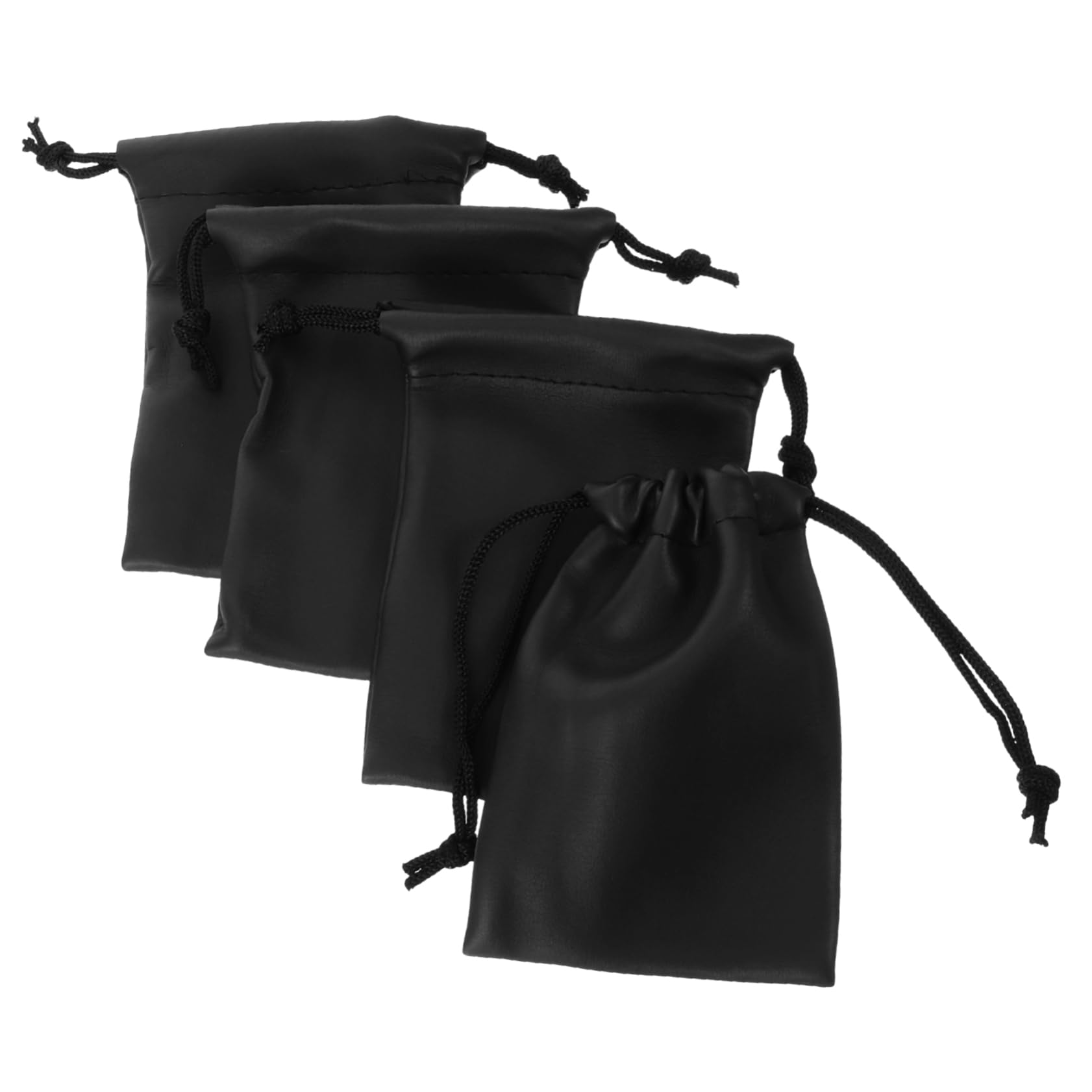 VICASKY 4Pcs Mic Pouch Drawstring Carrying Bag Compact PU Microphone Storage Case for Travel Interviews and Business Trips Protects Against Dirt and Debris