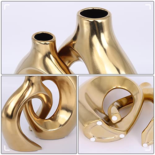 Coffee Table Ceramic Vase Room Decor Set Of 2 Boho Home Desk Kitchen Bathroom Decor Suitable For Wedding Dining Room Table Party Living Room Office Bedroom Housewarming Wedding Gift For Couples #TOP4