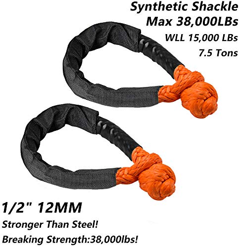 SAMLIGHTING Orange Synthetic Soft Shackle Rope 1/2 Inch X 22 Inch