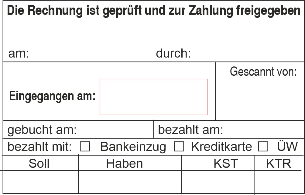 Timbro di conteggio/revisione contabile – con timbro data professionale trodat 54110 – personalizzato (85 x 55 mm) in diverse versioni, ufficio, timbri aziendali